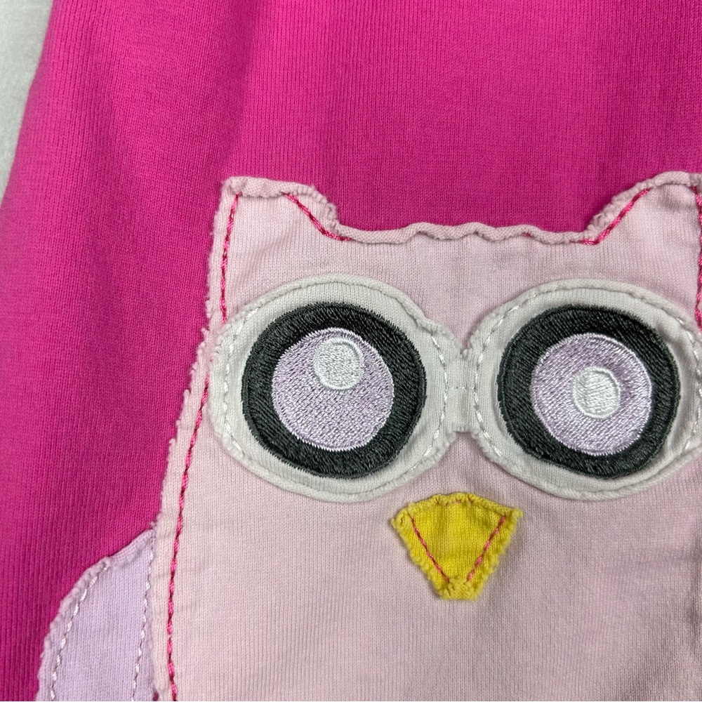 Hanna Andersson long sleeve pink dress with owl appliqué size 90 US 3 - Picture 10 of 16